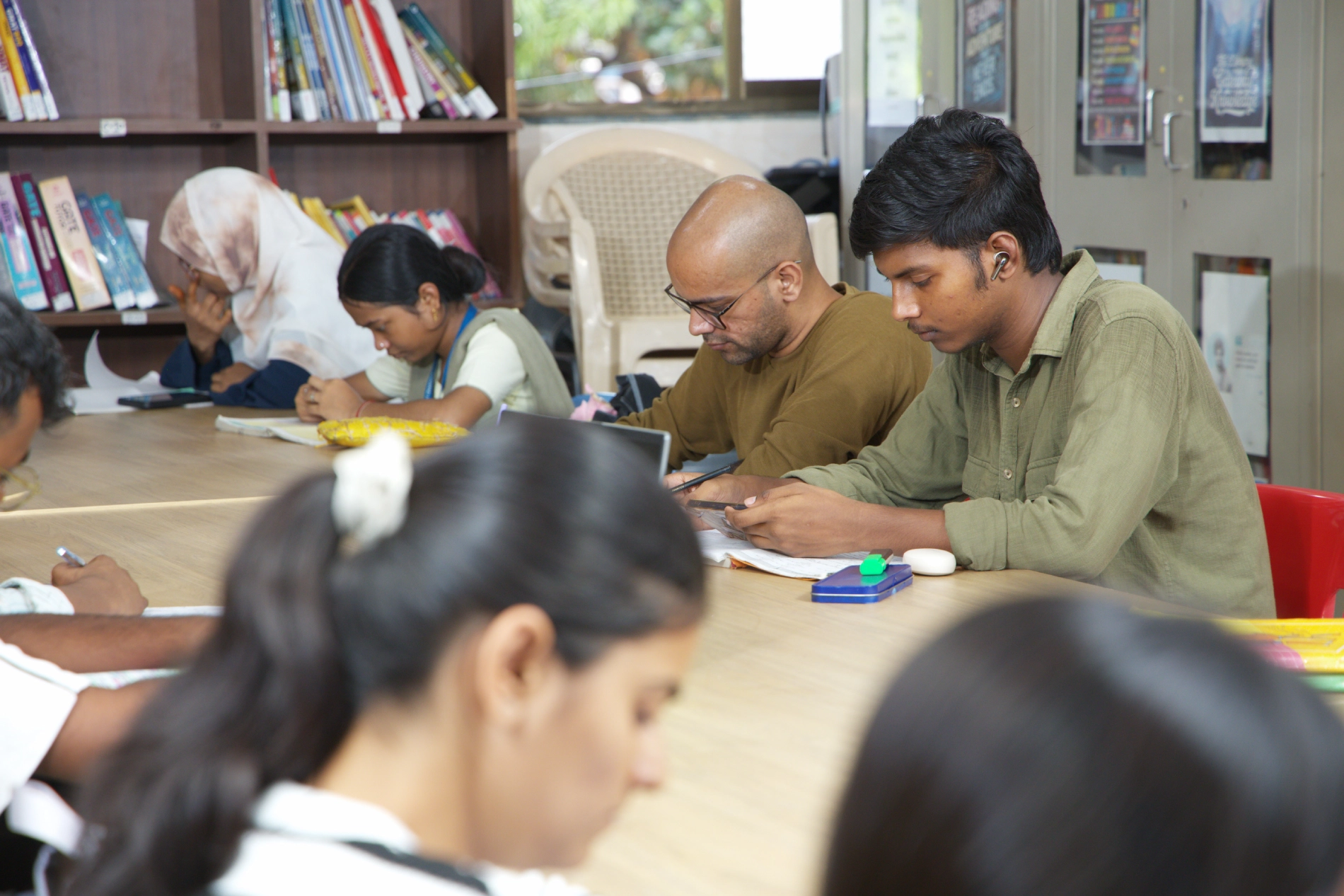 Students focused on their preparation